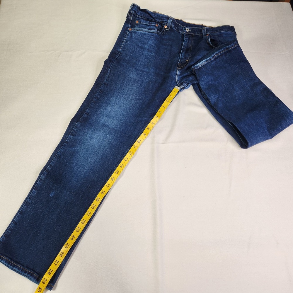Levis 505 Regular Fit Straight Leg Jeans Mens 36x30 Dark Wash (fit 36W 29.5L) - Picture 7 of 14